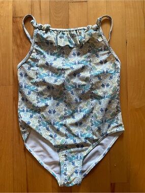 Floral Blue & Cream One-Piece Swimsuit